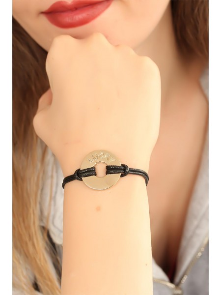 LUCKY (Şanslı) Siyah Deri İpli Unisex Mood Bileklik LUCKY (Şanslı) Siyah Deri İpli Unisex Mood Bileklik
