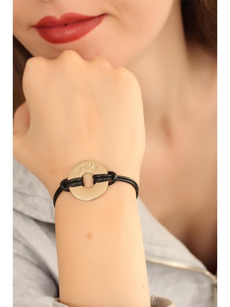 HOPE (Umutlu) Siyah Deri İpli Unisex Mood Bileklik HOPE (Umutlu) Siyah Deri İpli Unisex Mood Bileklik