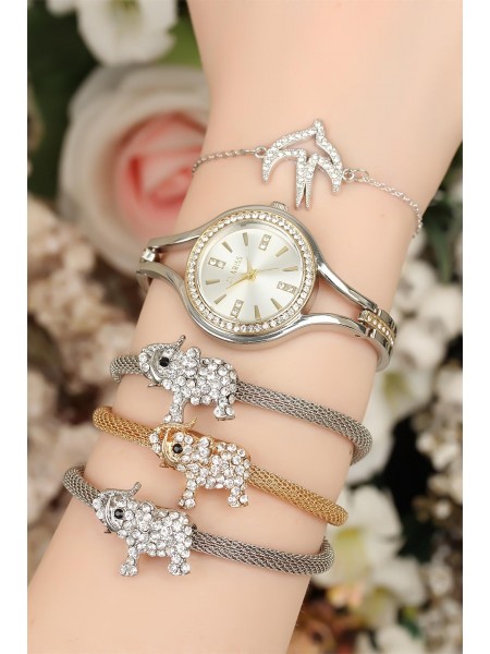 Metal Kordonlu Clariss Marka Bayan Saat Kombini Metal Kordonlu Clariss Marka Bayan Saat Kombini