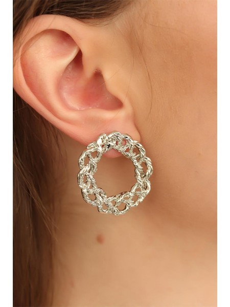 Metal Silver Renk Bayan Küpe Metal Silver Renk Bayan Küpe