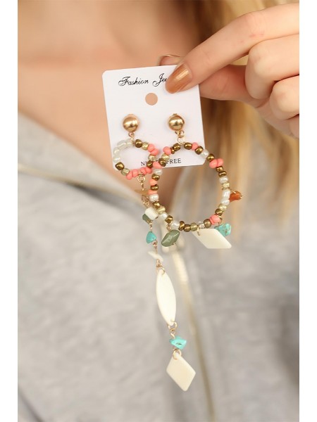 Renkli Boncuklu Bayan Küpe Renkli Boncuklu Bayan Küpe