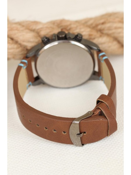 Kahverengi Deri Kordonlu Füme Renk Metal Spor Kasa Erkek Kol Saati Kahverengi Deri Kordonlu Füme Renk Metal Spor Kasa Erkek Kol Saati