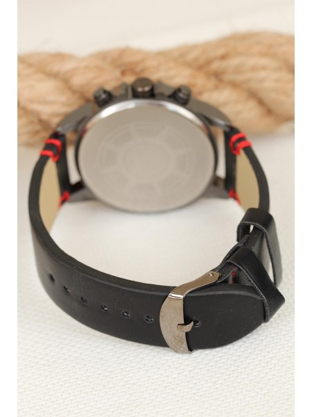 Siyah Renk Deri Kordonlu Füme Renk Metal Spor Kasa Erkek Kol Saati Siyah Renk Deri Kordonlu Füme Renk Metal Spor Kasa Erkek Kol Saati