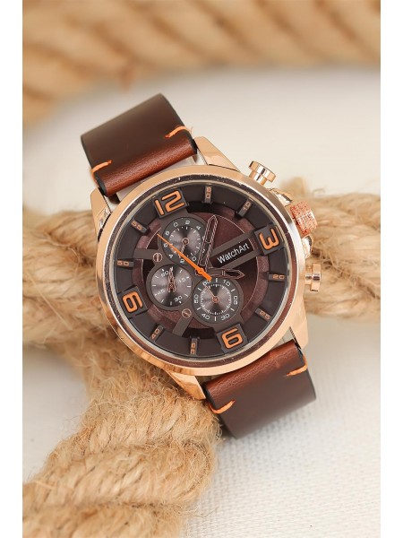 Kahverengi Deri Kordonlu Rose Renk Metal Spor Kasa Erkek Kol Saati Kahverengi Deri Kordonlu Rose Renk Metal Spor Kasa Erkek Kol Saati