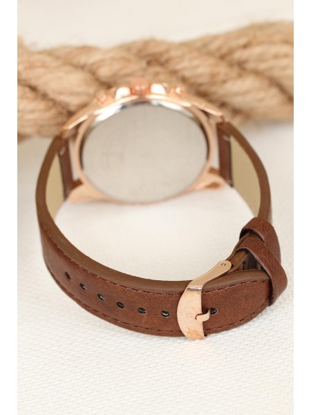 Kahverengi Deri Kordonlu Rose Metal Spor Kasa Erkek Kol Saati Kahverengi Deri Kordonlu Rose Metal Spor Kasa Erkek Kol Saati