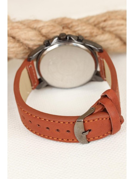 Kahverengi Deri Kordonlu Füme Metal Spor Kasa Erkek Kol Saati Kahverengi Deri Kordonlu Füme Metal Spor Kasa Erkek Kol Saati