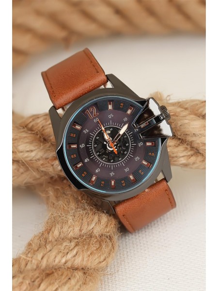 Kahverengi Deri Kordonlu Füme Spor Kasa Erkek Kol Saati Kahverengi Deri Kordonlu Füme Spor Kasa Erkek Kol Saati