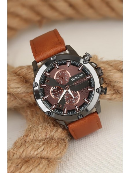 Kahverengi Deri Kordonlu Füme Renk Spor Kasa Erkek Kol Saati Kahverengi Deri Kordonlu Füme Renk Spor Kasa Erkek Kol Saati