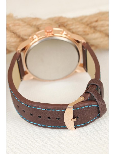 Kahverengi Deri Kordonlu Rose Renk Spor Metal Kasa Erkek Kol Saati Kahverengi Deri Kordonlu Rose Renk Spor Metal Kasa Erkek Kol Saati